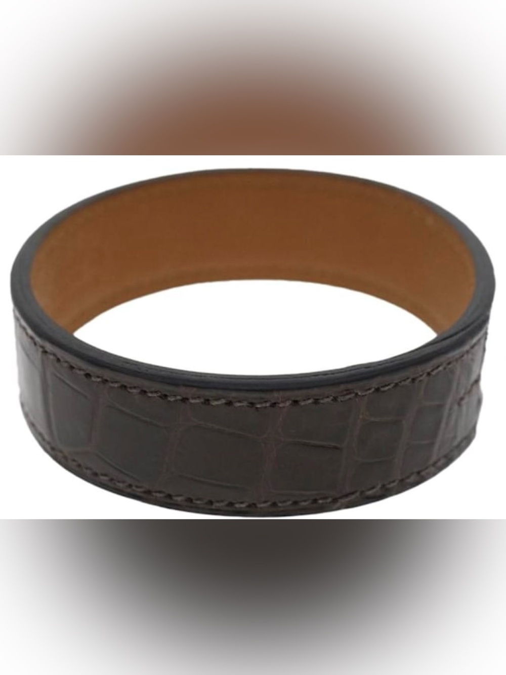 Hermès Havane Alligator Leather Bracelet in Dark Brown with Tan Interior - Picture 5 of 8